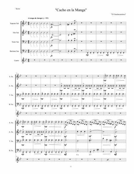 Free Sheet Music Cacho En La Manga Para Cuarteto De Saxofones