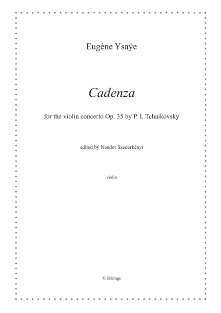 Free Sheet Music Cadenza For Violin Concerto By Tchaikovsky