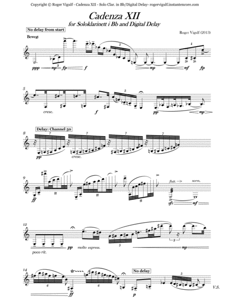 Free Sheet Music Cadenza Xii For Solo Clarinet