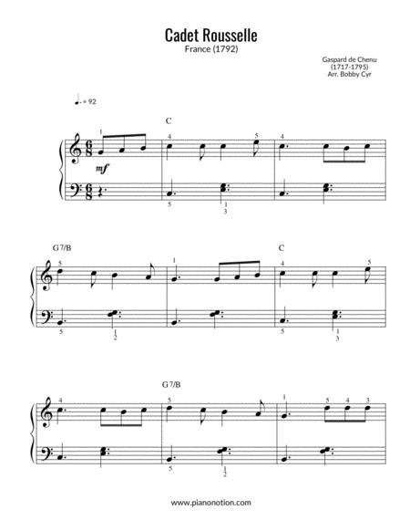 Cadet Rousselle Easy Piano Solo Sheet Music