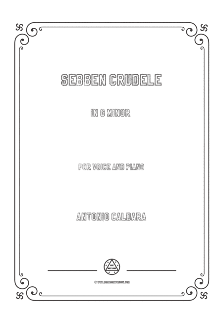 Caldara Sebben Crudele In G Minor For Voice And Piano Sheet Music