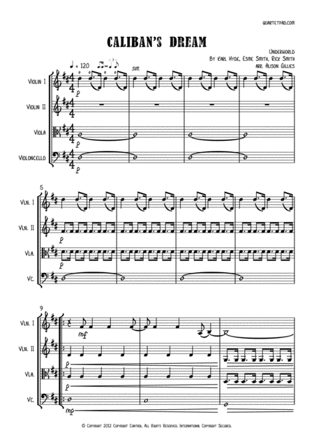 Calibans Dream London Olympics 2012 String Quartet Sheet Music