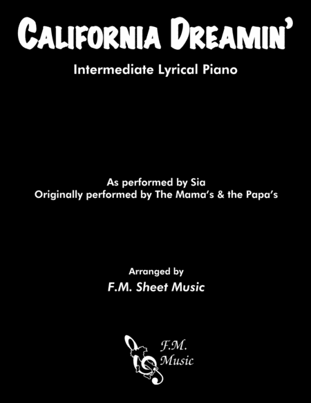 California Dreamin Intermediate Piano Sheet Music