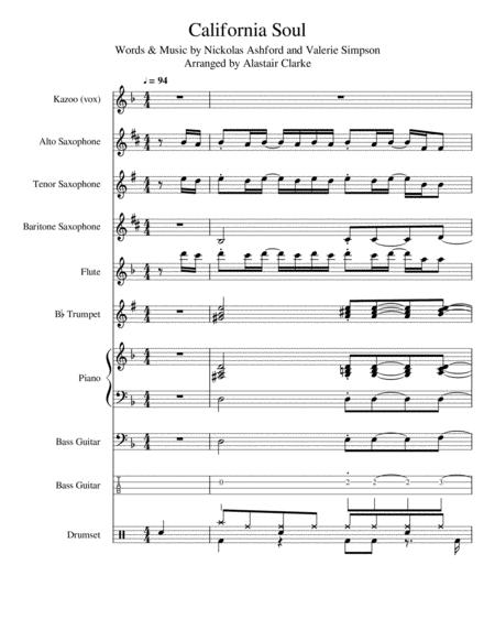 Free Sheet Music California Soul