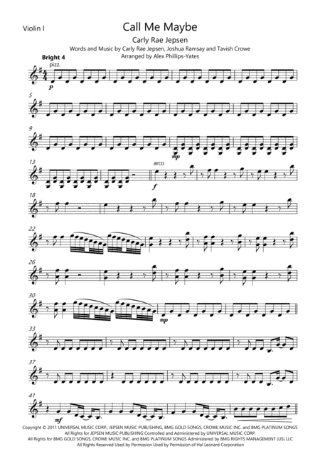 Call Me Maybe By Carly Rae Jepsen String Quartet Sheet Music