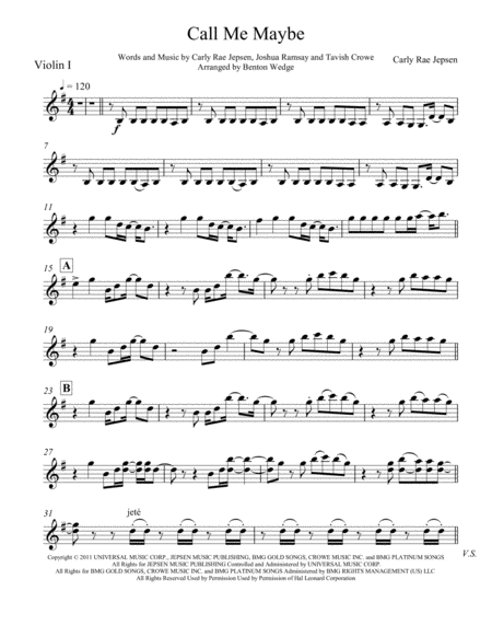 Call Me Maybe String Quartet Sheet Music