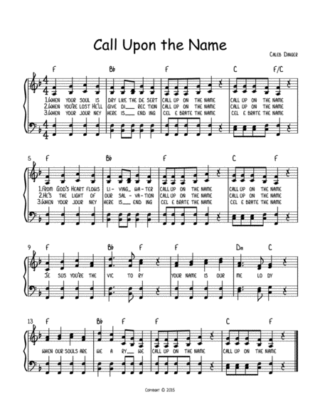 Free Sheet Music Call Upon The Name