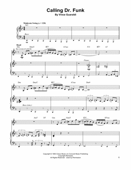 Free Sheet Music Calling Dr Funk