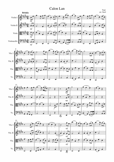 Free Sheet Music Calon Lan For String Quartet