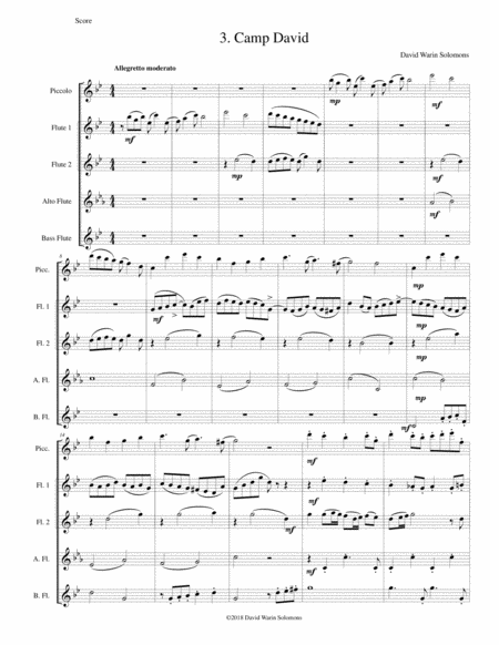 Camp David For Flute Quintet Piccolo 2 Flutes Alto Flute And Bass Flute Sheet Music