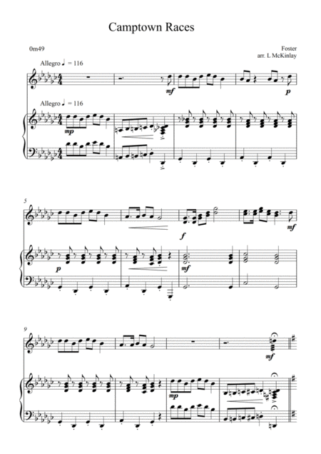 Free Sheet Music Camptown Races For Tuned Percussion And Piano Accompaniment