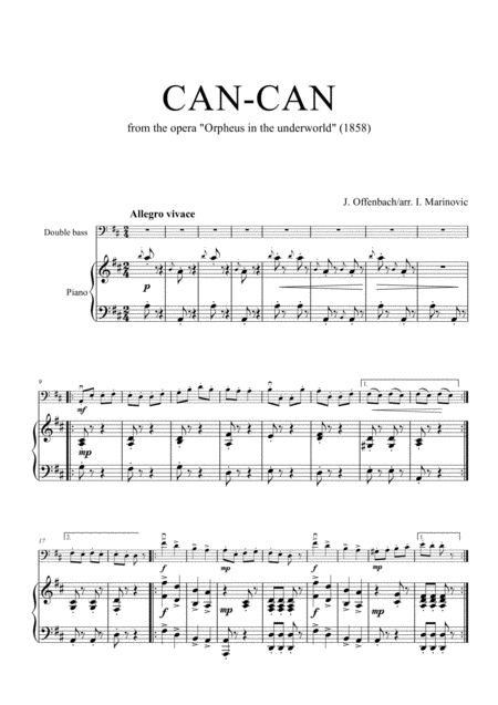 Can Can For Double Bass Sheet Music