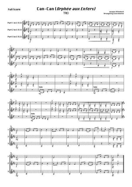 Can Can Orphe Aux Enfers Treble Clef Trio Sheet Music