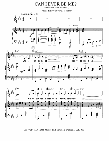 Free Sheet Music Can I Ever Be Me Vocal Piano