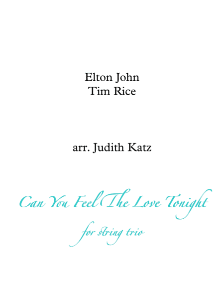 Can You Feel The Love Tonight For String Trio Sheet Music