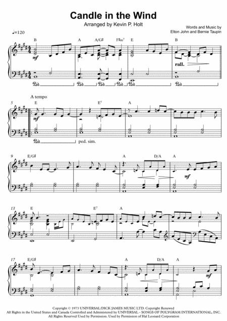 Candle In The Wind Elton John Sheet Music