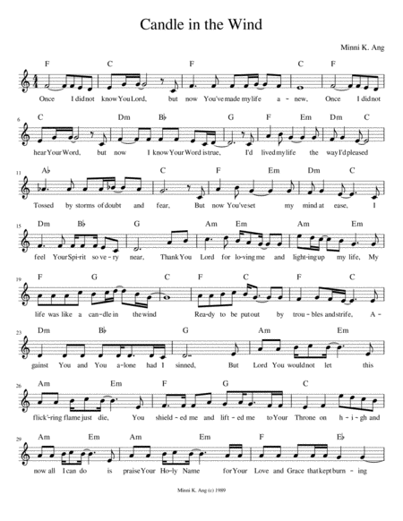 Free Sheet Music Candle In The Wind