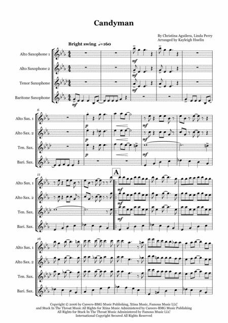 Candyman By Christina Aguilera Saxophone Quartet Aatb Sheet Music