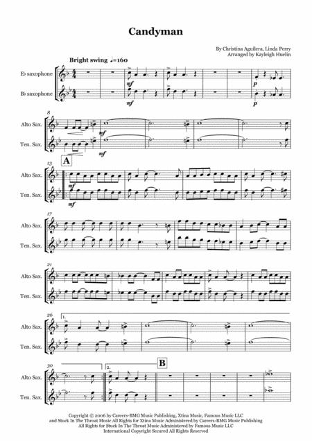 Candyman By Christina Aguilera Solo Saxophone In Eb Bb Sheet Music