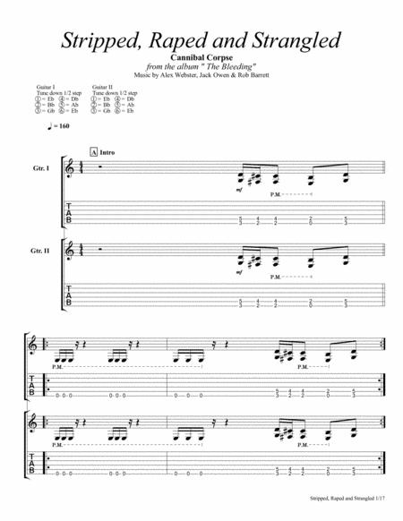 Cannibal Corpse Stripped Raped And Strangled Guitar Tab Sheet Music