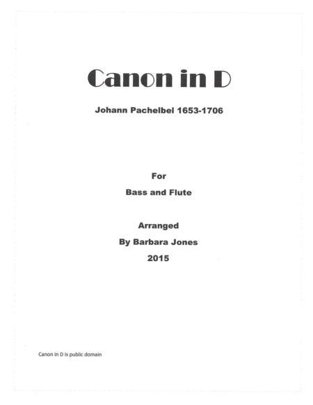 Cannon In D Flute And Bass Sheet Music