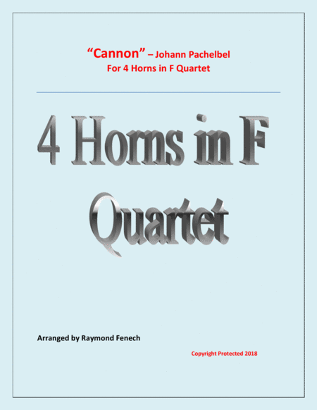 Free Sheet Music Cannon Johann Pachebel 4 Horns In F