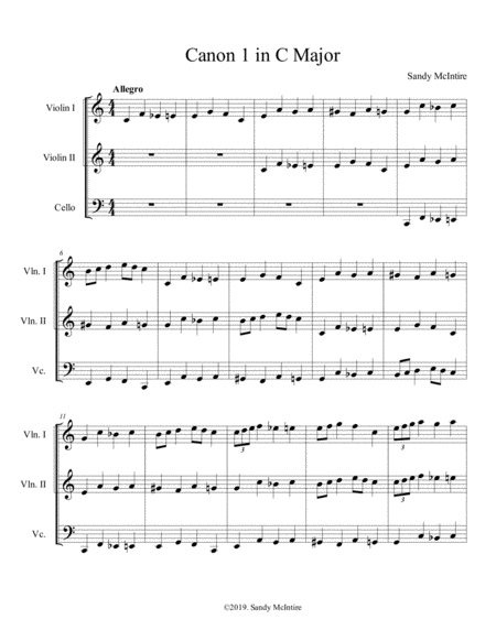 Free Sheet Music Canon 1 In C Major