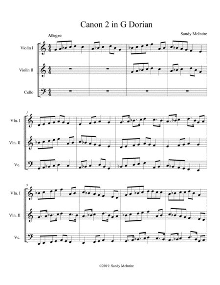 Free Sheet Music Canon 2 In G Dorian