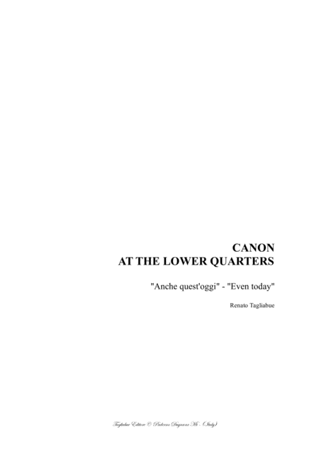 Canon At The Lower Quarters For Satb Choir And Flute Or Recorder Choir Sheet Music