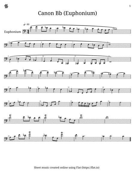 Free Sheet Music Canon Bb Euphonium