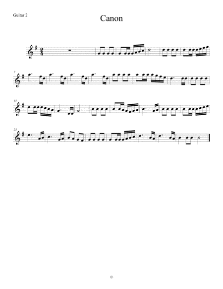 Canon Guitar Part 2 Sheet Music