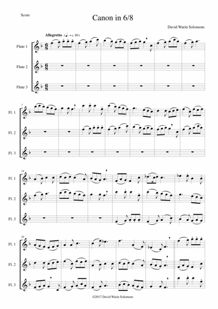 Canon In 6 8 For Flute Trio Sheet Music