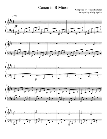 Free Sheet Music Canon In B Minor Harp