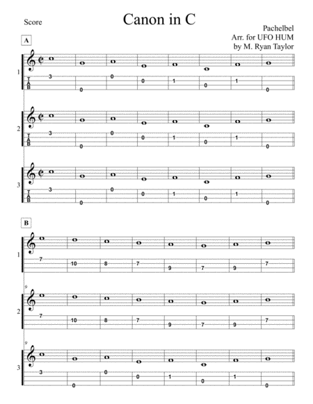 Canon In C From Pachelbels Canon In D For Ukulele Trio Ensemble Band Orchestra Sheet Music