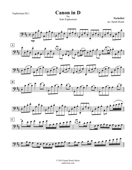 Canon In D For Solo Euphonium Sheet Music