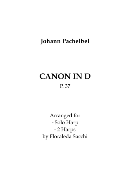 Free Sheet Music Canon In D For Solo Harp And 2 Harps