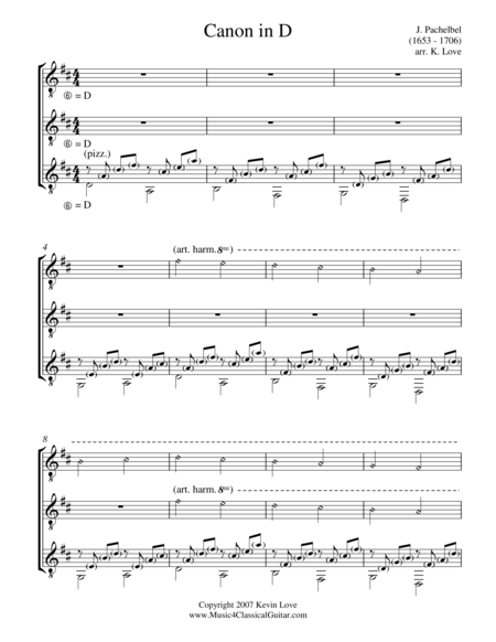 Canon In D Guitar Trio Score And Parts Sheet Music