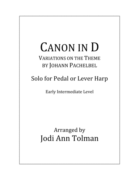 Free Sheet Music Canon In D Harp Solo