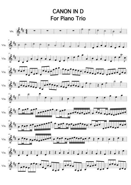 Free Sheet Music Canon In D Major For Piano Trio