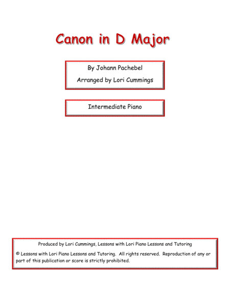 Free Sheet Music Canon In D Major