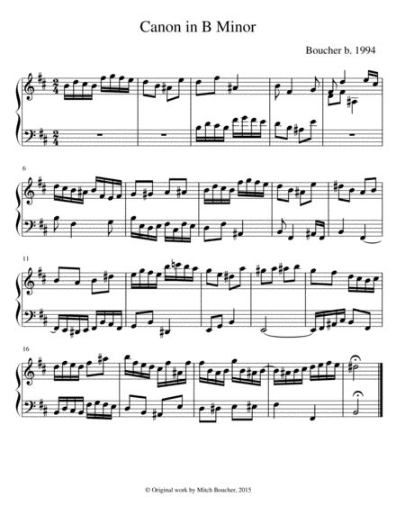 Free Sheet Music Canon In H Minor