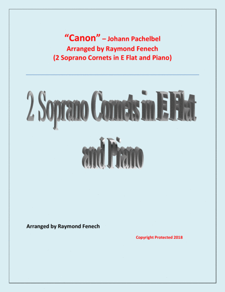 Canon Johann Pachebel 2 Soprano Cornets And Piano Intermediate Advanced Intermediate Level Sheet Music