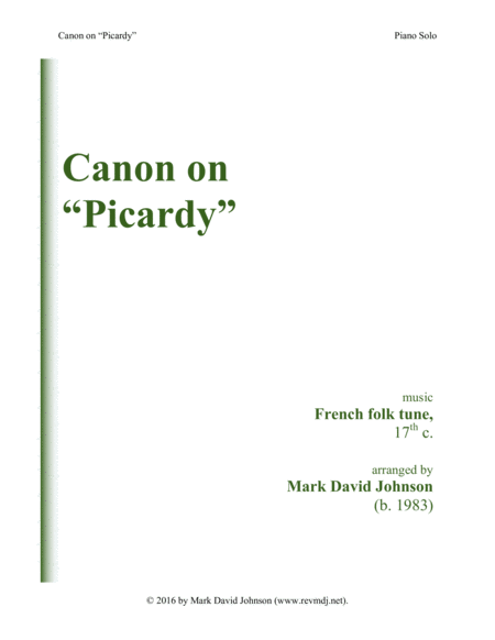 Free Sheet Music Canon On Picardy