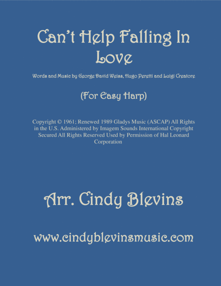 Free Sheet Music Cant Help Falling In Love An Arrangement For Easy Harp