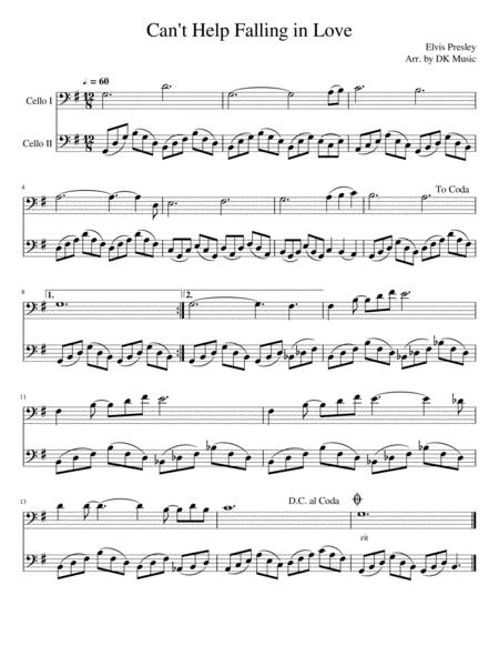 Cant Help Falling In Love Cello Duet 2 Cellos Sheet Music