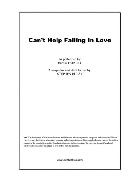 Cant Help Falling In Love Elvis Presley Michael Buble Ub40 Lead Sheet In Original Key Of D Sheet Music