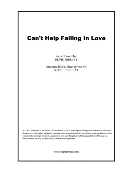 Free Sheet Music Cant Help Falling In Love Elvis Presley Michael Buble Ub40 Lead Sheet Key Of F