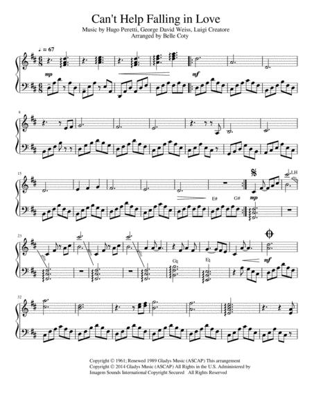 Free Sheet Music Cant Help Falling In Love For Pedal Harp Intermediate Advanced