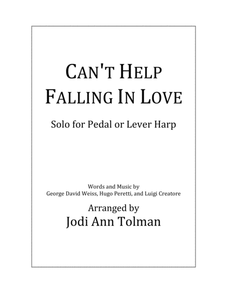 Cant Help Falling In Love Harp Solo Sheet Music