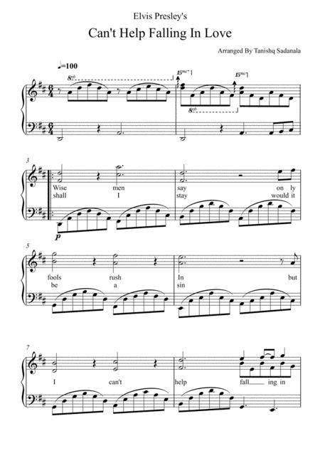 Cant Help Falling In Love Piano Cover With Lyrics Sheet Music